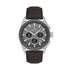 Daniel Klein Exclusive DK.1.13809-5 quartz chronograph watch with grey dial, stainless steel case, and brown perforated leather strap