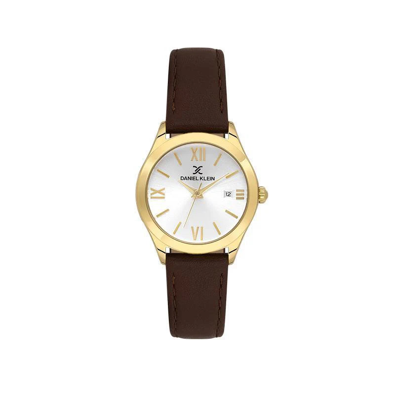 Daniel Klein Women’s Silver Dial Leather Strap Watch DK‑113921‑3