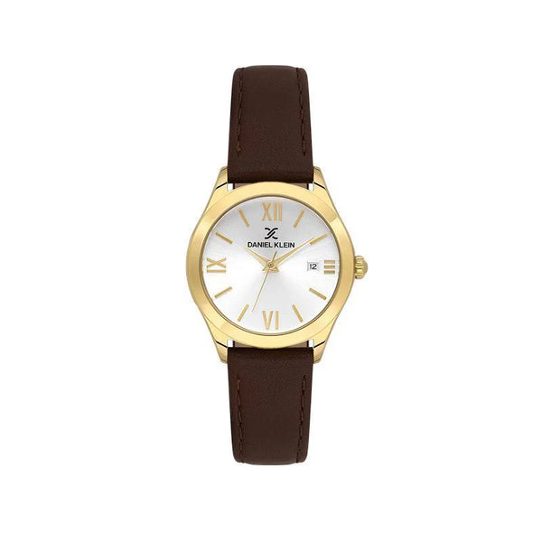 Daniel Klein Women’s Silver Dial Leather Strap Watch DK‑113921‑3