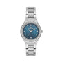 Daniel Klein DK113765-2 women's quartz watch with blue sunray dial, crystal-set bezel, and stainless steel bracelet