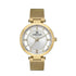 Daniel Klein Premium Ladies Gold-Tone Quartz Watch with Floating Dial Design, Crystal Accents, and Mesh Bracelet