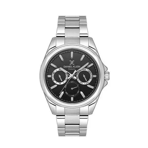 Daniel Klein DK.1.13636-1 quartz multifunction watch with 43mm stainless steel case and black dial with three sub-dials