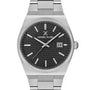 Daniel Klein DK.1.13649-2 men's quartz watch with black textured dial, date window, and stainless steel integrated bracelet