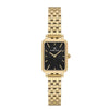 Daniel Klein Premium DK113775-2 ladies quartz watch with rectangular black dial and gold-tone stainless steel bracelet