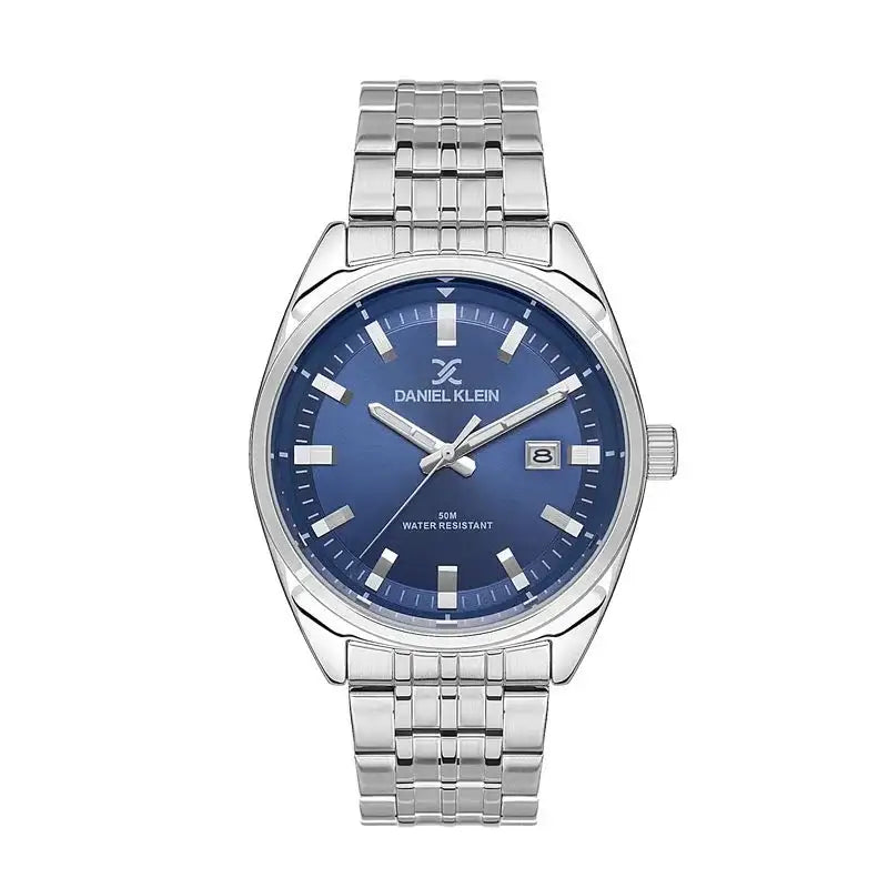 Daniel Klein DK113521-2 quartz watch with blue sunburst dial, stainless steel case and bracelet, date display at 3 o'clock