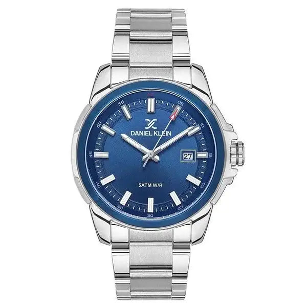 Daniel Klein DK.1.13552-3 men's quartz watch with blue sunray dial, stainless steel case and bracelet, date window at 3 o'clock