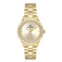 Daniel Klein Premium ladies quartz watch with champagne sunray dial, crystal-set bezel, and gold-plated stainless steel bracelet