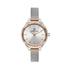 Daniel Klein DK113508-4 women's quartz watch with 35mm two-tone stainless steel case, silver sunburst dial, rose gold-tone bezel and stainless steel mesh bracelet