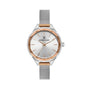 Daniel Klein DK113508-4 women's quartz watch with 35mm two-tone stainless steel case, silver sunburst dial, rose gold-tone bezel and stainless steel mesh bracelet