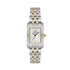 Daniel Klein DK.1.13936-4 ladies rectangular two-tone stainless steel watch with silver sunray dial and Roman numeral hour markers