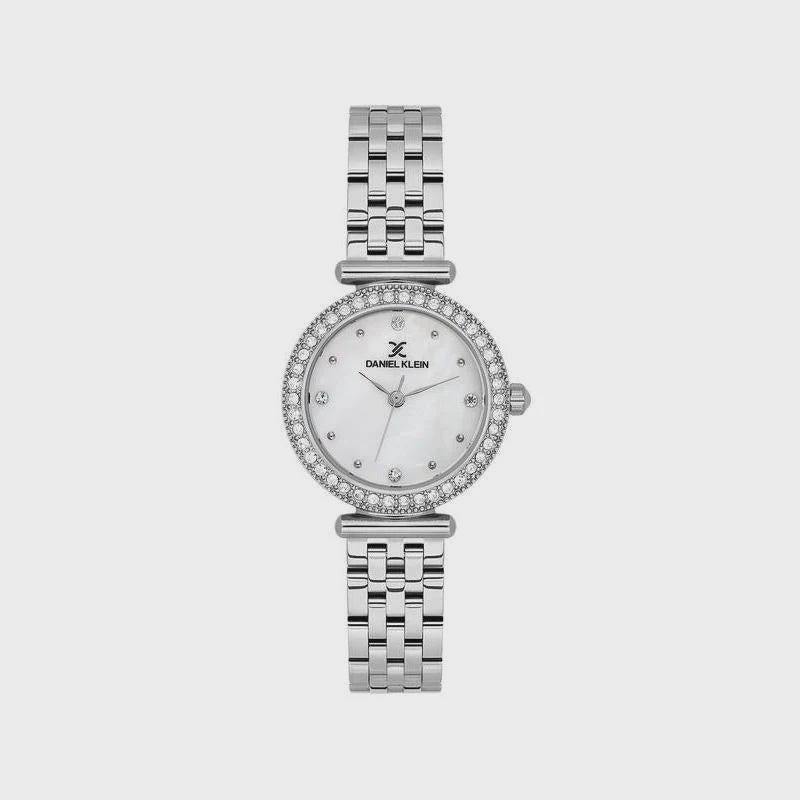Daniel Klein DK113948-1 ladies watch with mother-of-pearl dial, crystal bezel and stainless steel bracelet