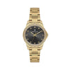 Daniel Klein DK113951-3 women's quartz watch with gold-tone stainless steel bracelet, black sunray dial, and crystal-set bezel