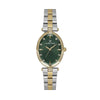 Daniel Klein DK.1.13954-4 ladies quartz watch with green sunray dial, oval two-tone stainless steel case, and crystal hour markers