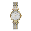 Daniel Klein DK.1.13958-3 two-tone ladies quartz watch with silver sunray dial, crystal hour markers, and gold-tone stainless steel bracelet