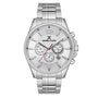 Daniel Klein DK112839-1 multifunction chronograph watch with silver embossed dial, stainless steel case and bracelet, red chronograph hand