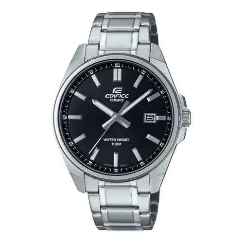 Casio Edifice EFV-160D-1AVDF stainless steel watch with black dial and date display on steel bracelet