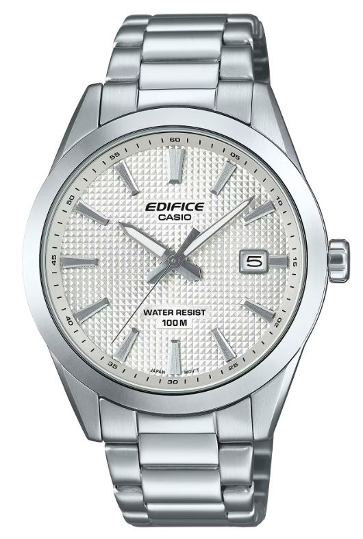 Casio Edifice EFV-160D-7AV silver dial quartz watch with stainless steel bracelet and 40mm case