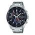 Casio Edifice EFR-552D-1A3VUDF quartz chronograph watch with black dial, blue and red accents, stainless steel case and bracelet, tachymeter bezel