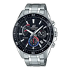 Casio Edifice EFR-552D-1A3VUDF quartz chronograph watch with black dial, blue and red accents, stainless steel case and bracelet, tachymeter bezel