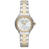 Emporio Armani Mia AR11524 women's quartz watch with mother-of-pearl dial, crystal bezel, and two-tone stainless steel bracelet