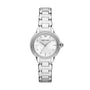 Emporio Armani AR11596 ladies watch with white mother-of-pearl dial, crystal-set bezel and polished stainless steel bracelet