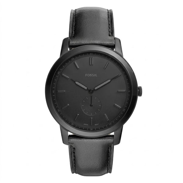 Fossil The Minimalist Quartz Two-Hand Black Dial Black Leather Watch (FS5447)