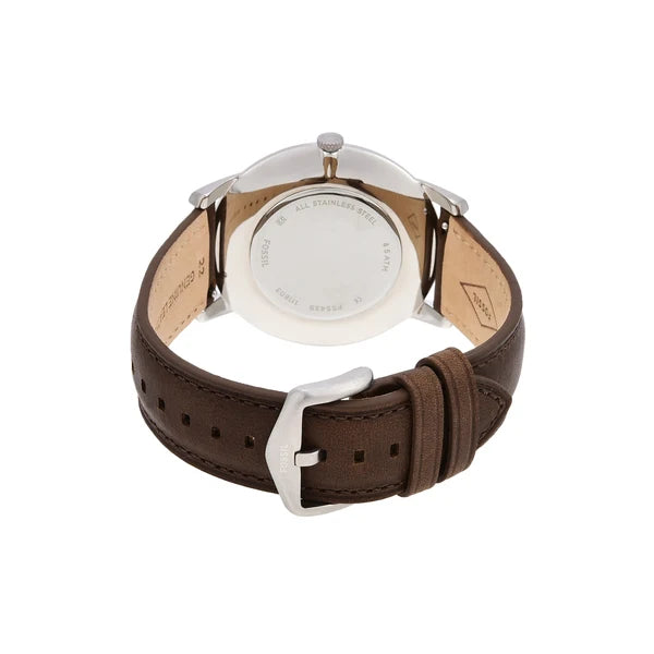Fossil The Minimalist Quartz Cream Dial Brown Leather Watch (FS5439)