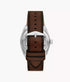 Side profile of 42mm stainless steel case with leather strap