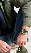Fossil Pearson Multifunction Quartz Green Dial Brown Leather Watch (FS6137)