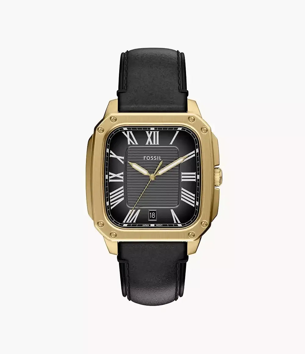 Fossil Crossby Black Leather Square