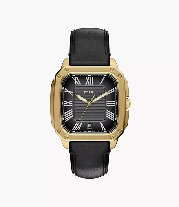 Fossil Crossby Black Leather Square