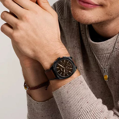 Everett Brown Quartz Leather Dark Brown Dial Analog Men's Watch