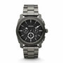 Fossil Machine FS4662 chronograph watch in smoke grey ion-plated stainless steel with black dial and three sub-dials