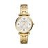 Fossil Carlie ES5159 ladies quartz watch with silver sunray dial and gold-tone stainless steel bracelet