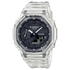 Casio G-Shock GA-2100SKE-7ADR transparent skeleton watch with clear resin case and black carbon dial