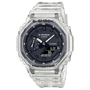 Casio G-Shock GA-2100SKE-7ADR transparent skeleton watch with clear resin case and black carbon dial
