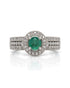 9ct white gold halo engagement ring with 0.39ct diamonds and triple-row pavé shoulders