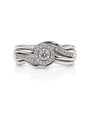 9ct white gold halo engagement ring with 0.25ct round diamonds and twisted pavé shoulders