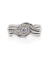9ct white gold halo engagement ring with 0.25ct round diamonds and twisted pavé shoulders