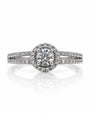 9ct white gold split shank halo engagement ring with 0.23 carat round diamonds and illusion setting