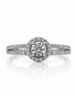 9ct white gold split shank halo engagement ring with 0.23 carat round diamonds and illusion setting