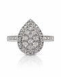 9ct white gold pear-shaped diamond cluster halo engagement ring with pavé shoulders