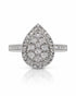 9ct white gold pear-shaped diamond cluster halo engagement ring with pavé shoulders