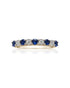 9ct yellow gold half eternity ring with round sapphires in shared claw setting