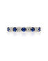 9ct white gold half eternity band with alternating round blue sapphires and diamonds in claw setting