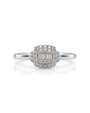 9ct white gold engagement ring with baguette diamond cluster and double halo frame