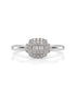9ct white gold engagement ring with baguette diamond cluster and double halo frame