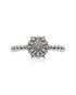9ct white gold diamond cluster dress ring with snowflake motif and beaded shank