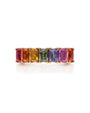 9ct rose gold eternity ring with eight emerald cut emeralds in continuous claw setting