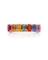 9ct rose gold dress ring with seven oval rainbow sapphires in east-west setting